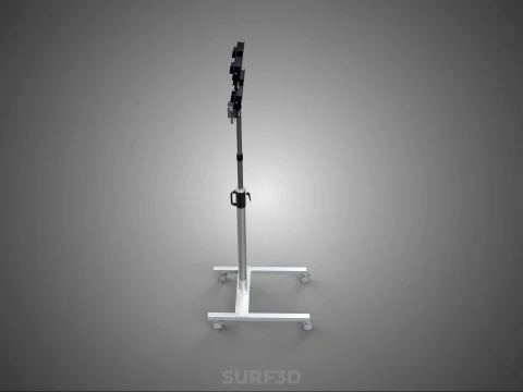 MOBILE FOUR 4 SPOT STAND LED LAMP FLOOD LIGHT TELESCOPIC POLE 3D Model