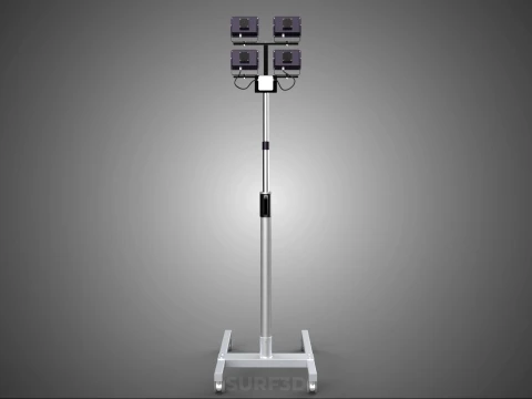 MOBILE FOUR 4 SPOT STAND LED LAMP FLOOD LIGHT TELESCOPIC POLE 3D Model