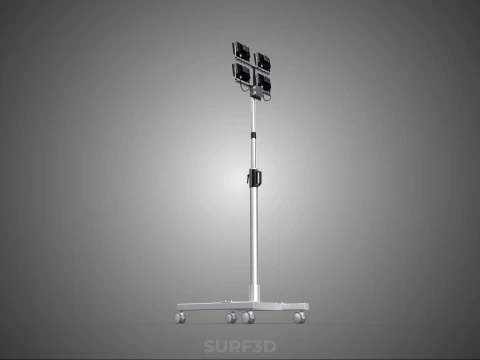 MOBILE FOUR 4 SPOT STAND LED LAMP FLOOD LIGHT TELESCOPIC POLE 3D Model
