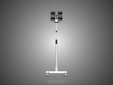 MOBILE FOUR 4 SPOT STAND LED LAMP FLOOD LIGHT TELESCOPIC POLE 3D Model