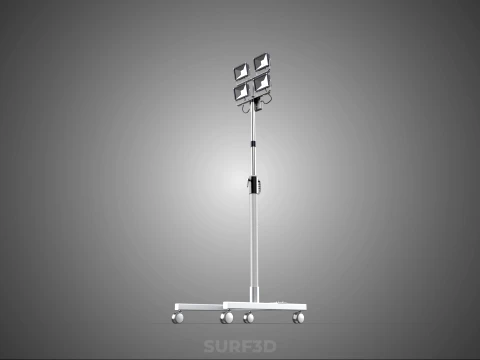 MOBILE FOUR 4 SPOT STAND LED LAMP FLOOD LIGHT TELESCOPIC POLE 3D Model