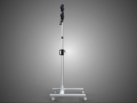 MOBILE FOUR 4 SPOT STAND LED LAMP FLOOD LIGHT TELESCOPIC POLE 3D Model