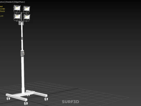 MOBILE FOUR 4 SPOT STAND LED LAMP FLOOD LIGHT TELESCOPIC POLE 3D Model