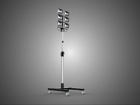 MÓVEL SEIS 6 PAINÉIS SPOT LED LÂMPADA FLOOD LIGHT MASTRO DE PÉ Modelo 3D