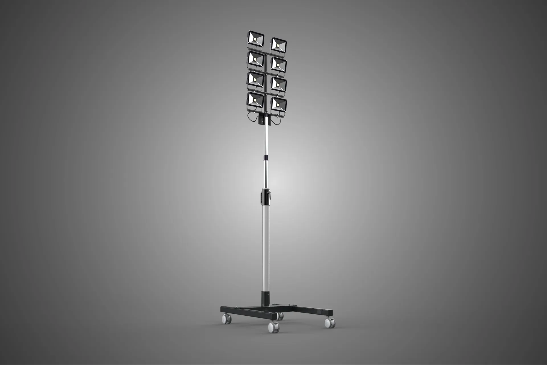 MOBILE STADIUM FIELD SPORTS 8 PANEL LED LAMP FLOOD LIGHT POLE 3D Model .c4d .max .obj .3ds .fbx .stl .blend 