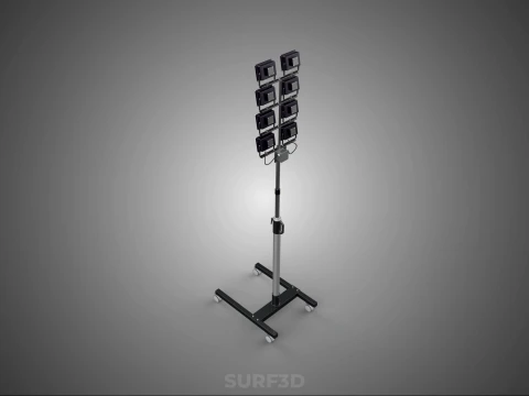 MOBILE STADIUM FIELD SPORTS 8 PANEL LED LAMP FLOOD LIGHT POLE 3D Model