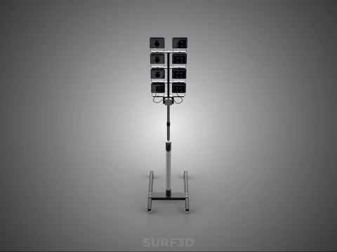 MOBILE STADIUM FIELD SPORTS 8 PANEL LED LAMP FLOOD LIGHT POLE 3D Model