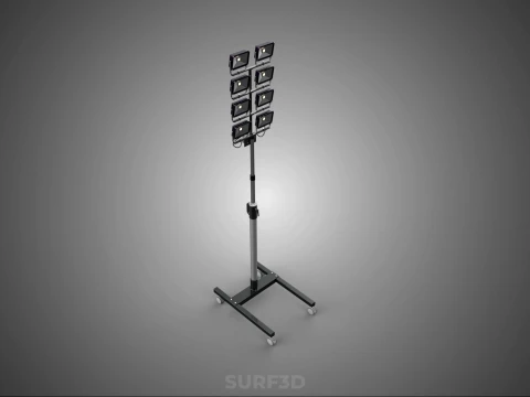 MOBILE STADIUM FIELD SPORTS 8 PANEL LED LAMP FLOOD LIGHT POLE 3D Model