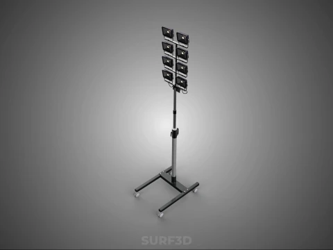 MOBILE STADIUM FIELD SPORTS 8 PANEL LED LAMP FLOOD LIGHT POLE 3D Model