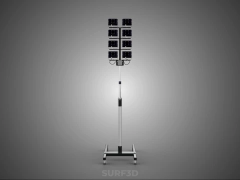 MOBILE STADIUM FIELD SPORTS 8 PANEL LED LAMP FLOOD LIGHT POLE 3D Model
