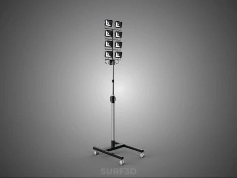 MOBILE STADIUM FIELD SPORTS 8 PANEL LED LAMP FLOOD LIGHT POLE 3D Model