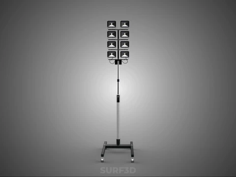 MOBILE STADIUM FIELD SPORTS 8 PANEL LED LAMP FLOOD LIGHT POLE 3D Model