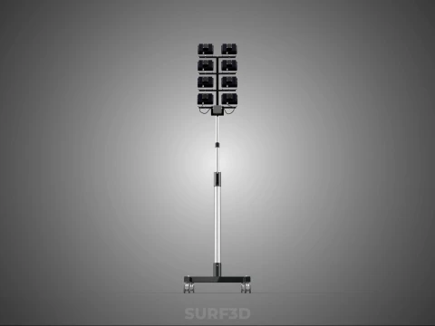 MOBILE STADIUM FIELD SPORTS 8 PANEL LED LAMP FLOOD LIGHT POLE 3D Model