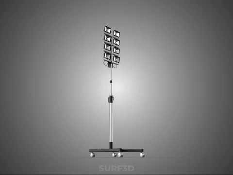 MOBILE STADIUM FIELD SPORTS 8 PANEL LED LAMP FLOOD LIGHT POLE 3D Model
