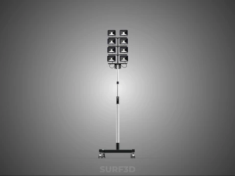 MOBILE STADIUM FIELD SPORTS 8 PANEL LED LAMP FLOOD LIGHT POLE 3D Model