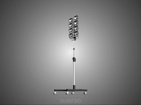 MOBILE STADIUM FIELD SPORTS 8 PANEL LED LAMP FLOOD LIGHT POLE 3D Model