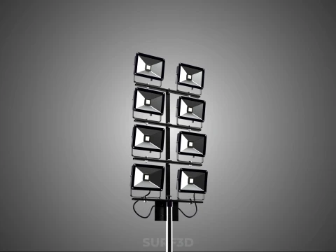 MOBILE STADIUM FIELD SPORTS 8 PANEL LED LAMP FLOOD LIGHT POLE 3D Model