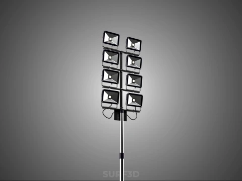 MOBILE STADIUM FIELD SPORTS 8 PANEL LED LAMP FLOOD LIGHT POLE 3D Model