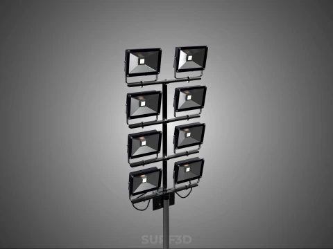 MOBILE STADIUM FIELD SPORTS 8 PANEL LED LAMP FLOOD LIGHT POLE 3D Model