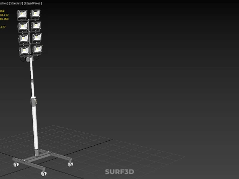 MOBILE STADIUM FIELD SPORTS 8 PANEL LED LAMP FLOOD LIGHT POLE 3D Model