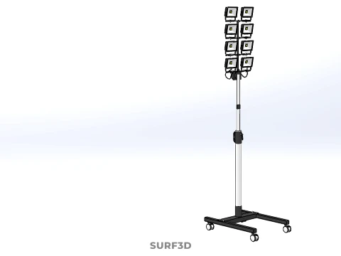 MOBILE STADIUM FIELD SPORTS 8 PANEL LED LAMP FLOOD LIGHT POLE 3D Model