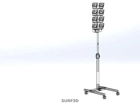 MOBILE STADIUM FIELD SPORTS 8 PANEL LED LAMP FLOOD LIGHT POLE 3D Model