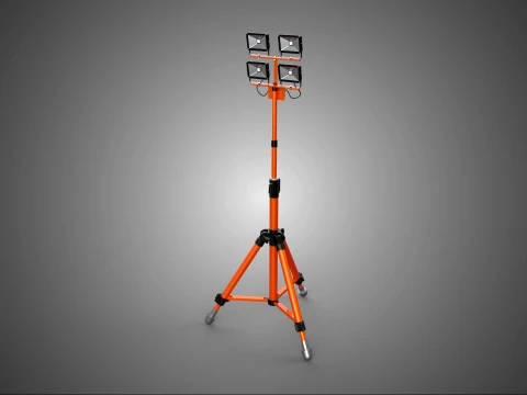 TRIPÉ TELESCÓPICO QUATRO LÂMPADA LED DE 4 CABEÇAS SUPORTE DE POSTE DE LUZ DE INUNDAÇÃO Modelo 3D