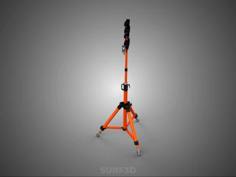 TRIPOD TELESCOPIC FOUR 4 HEAD LED LAMP FLOOD LIGHT POLE STAND 3D Model