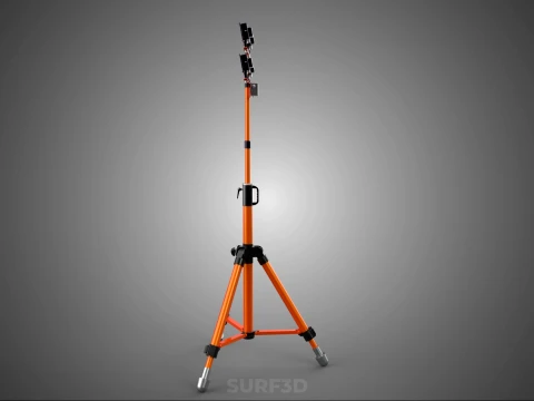 TRIPOD TELESCOPIC FOUR 4 HEAD LED LAMP FLOOD LIGHT POLE STAND 3D Model