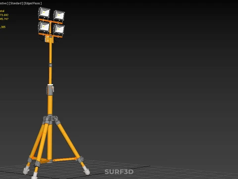 TRIPOD TELESCOPIC FOUR 4 HEAD LED LAMP FLOOD LIGHT POLE STAND 3D Model