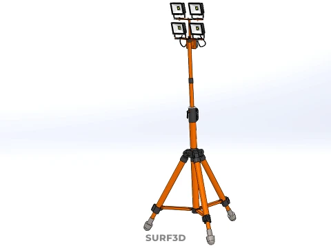TRIPOD TELESCOPIC FOUR 4 HEAD LED LAMP FLOOD LIGHT POLE STAND 3D Model