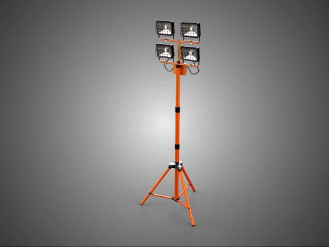 TRIPÉ TELESCÓPICO QUATRO 4 LÂMPADA LED PONTO DE INUNDAÇÃO POSTE DE LUZ EM PÉ Modelo 3D