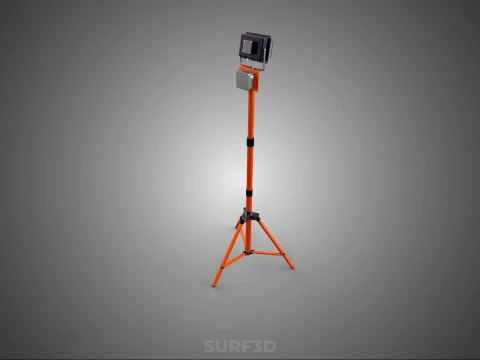 COMPACT TRIPOD SINGLE LED LAMP SPOT FLOOD LIGHT STUDIO SCENE KIT 3D Model
