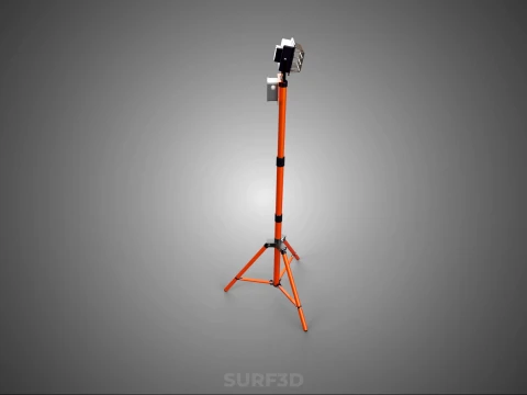 COMPACT TRIPOD SINGLE LED LAMP SPOT FLOOD LIGHT STUDIO SCENE KIT 3D Model
