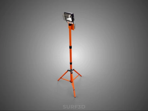 COMPACT TRIPOD SINGLE LED LAMP SPOT FLOOD LIGHT STUDIO SCENE KIT 3D Model
