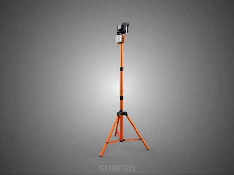 COMPACT TRIPOD SINGLE LED LAMP SPOT FLOOD LIGHT STUDIO SCENE KIT 3D Model