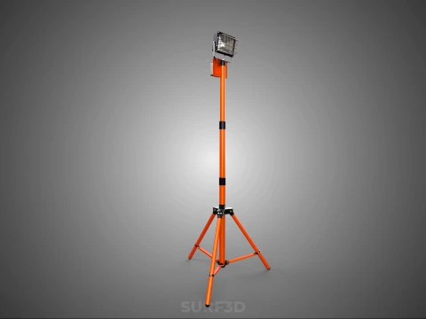 COMPACT TRIPOD SINGLE LED LAMP SPOT FLOOD LIGHT STUDIO SCENE KIT 3D Model