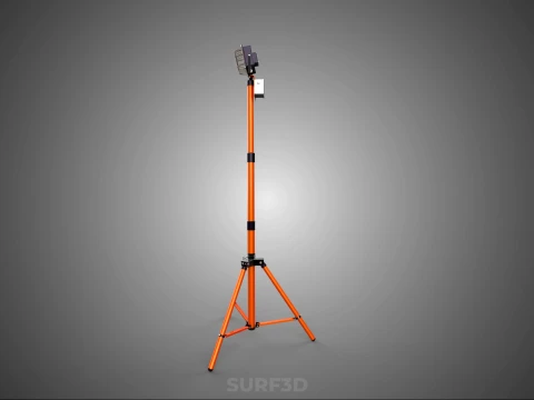 COMPACT TRIPOD SINGLE LED LAMP SPOT FLOOD LIGHT STUDIO SCENE KIT 3D Model