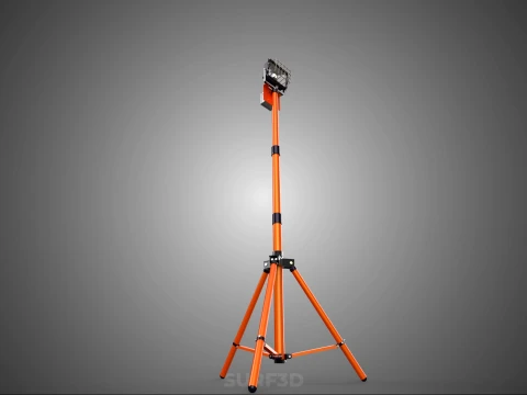 COMPACT TRIPOD SINGLE LED LAMP SPOT FLOOD LIGHT STUDIO SCENE KIT 3D Model