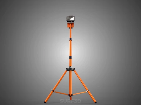 COMPACT TRIPOD SINGLE LED LAMP SPOT FLOOD LIGHT STUDIO SCENE KIT 3D Model