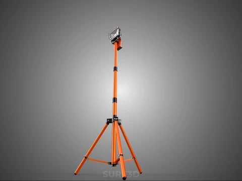 COMPACT TRIPOD SINGLE LED LAMP SPOT FLOOD LIGHT STUDIO SCENE KIT 3D Model