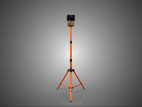 COMPACT TRIPOD SINGLE LED LAMP SPOT FLOOD LIGHT STUDIO SCENE KIT 3D Model