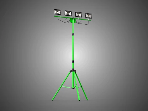 TRIPÉ VERDE QUATRO 4 LÂMPADA LED LUZ DE PROJETO TORRE TELESCÓPICA Modelo 3D