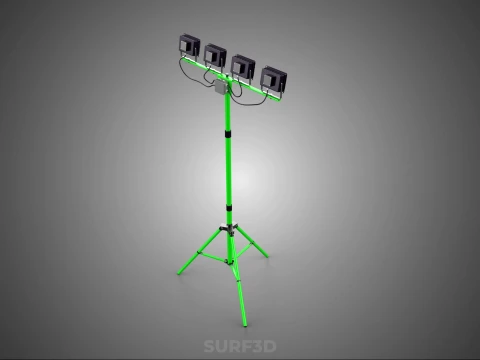 TRIP&Eacute; VERDE QUATRO 4 L&Acirc;MPADA LED LUZ DE PROJETO TORRE TELESC&Oacute;PICA Modelo 3D