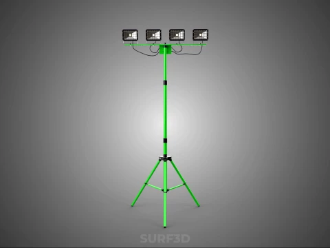 TRIP&Eacute; VERDE QUATRO 4 L&Acirc;MPADA LED LUZ DE PROJETO TORRE TELESC&Oacute;PICA Modelo 3D