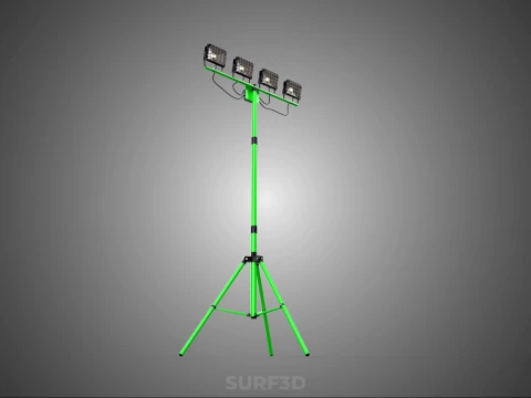 TRIP&Eacute; VERDE QUATRO 4 L&Acirc;MPADA LED LUZ DE PROJETO TORRE TELESC&Oacute;PICA Modelo 3D