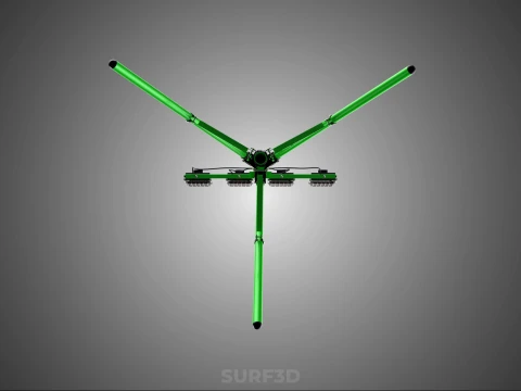 TRIP&Eacute; VERDE QUATRO 4 L&Acirc;MPADA LED LUZ DE PROJETO TORRE TELESC&Oacute;PICA Modelo 3D