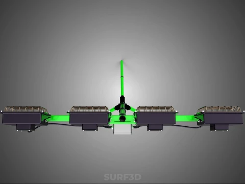 TRIP&Eacute; VERDE QUATRO 4 L&Acirc;MPADA LED LUZ DE PROJETO TORRE TELESC&Oacute;PICA Modelo 3D