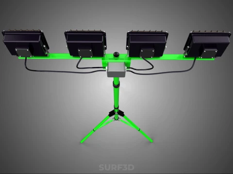 TRIP&Eacute; VERDE QUATRO 4 L&Acirc;MPADA LED LUZ DE PROJETO TORRE TELESC&Oacute;PICA Modelo 3D