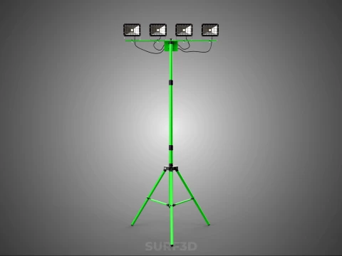 TRIP&Eacute; VERDE QUATRO 4 L&Acirc;MPADA LED LUZ DE PROJETO TORRE TELESC&Oacute;PICA Modelo 3D